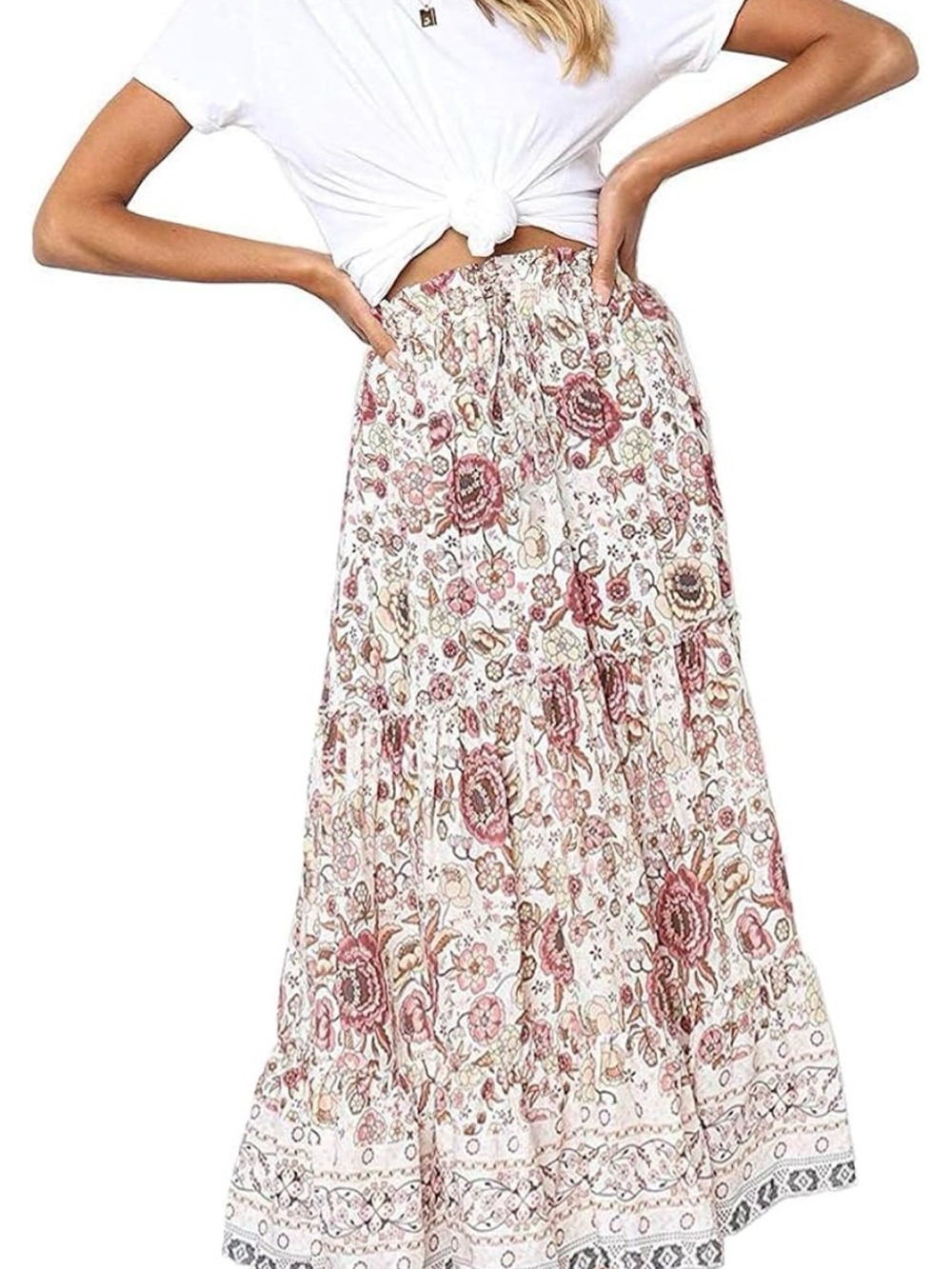 Boho Floral Maxi Skirt — Size M